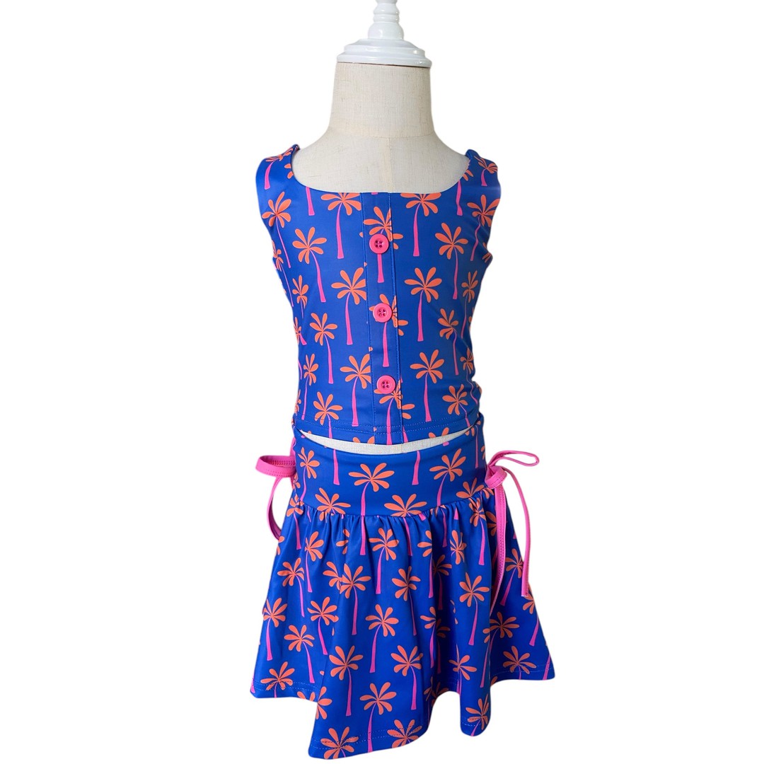 PALM TREE ATHLETIC TWO-PIECE TANK AND SKORT SET
