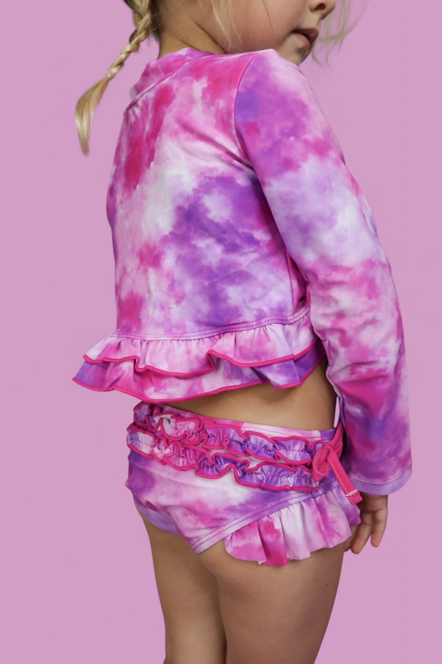 CANDY CLOUDS DREAM 2-PIECE RASH GUARD RUFFLE SWIM SUIT