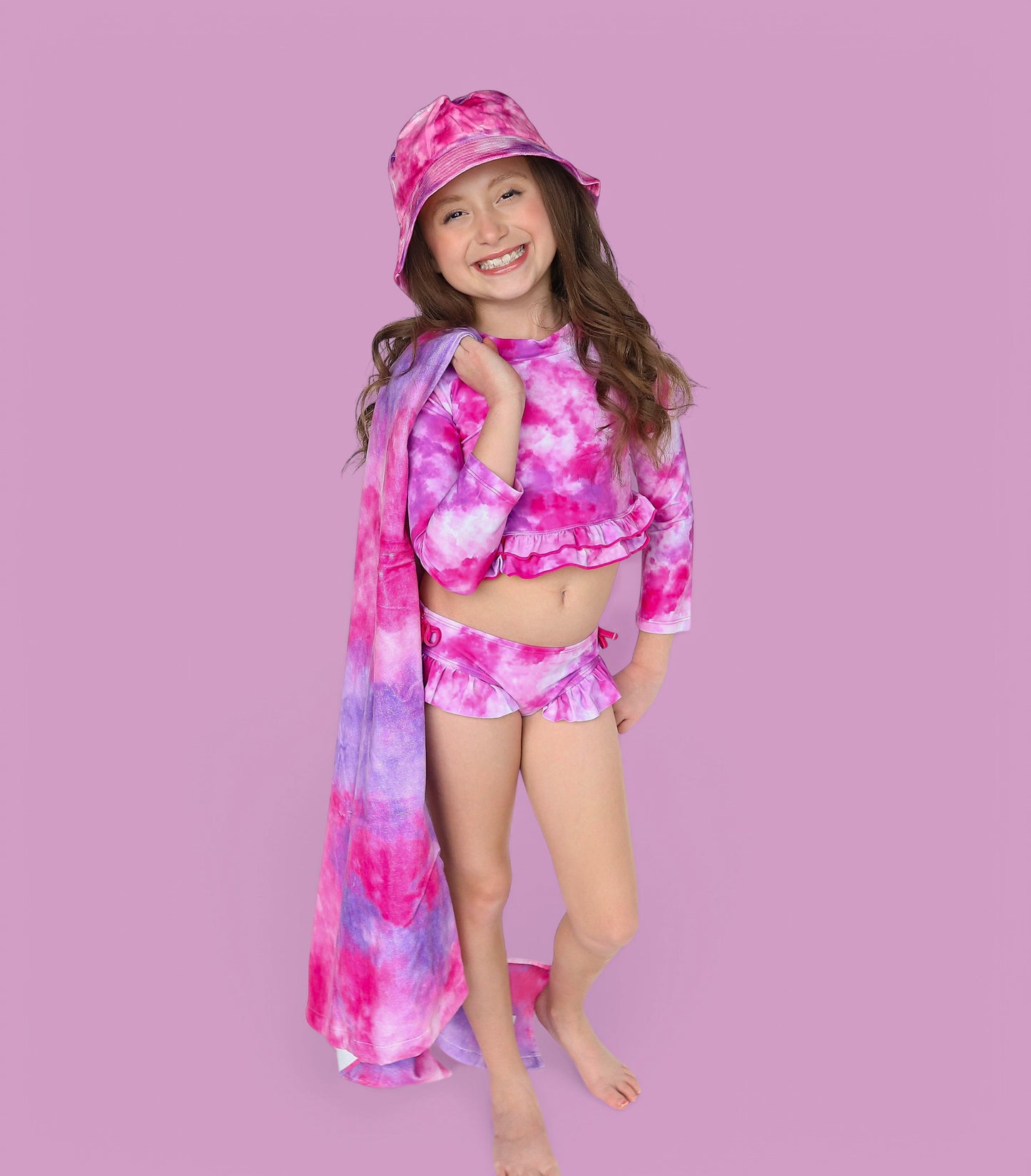 CANDY CLOUDS DREAM 2-PIECE RASH GUARD RUFFLE SWIM SUIT