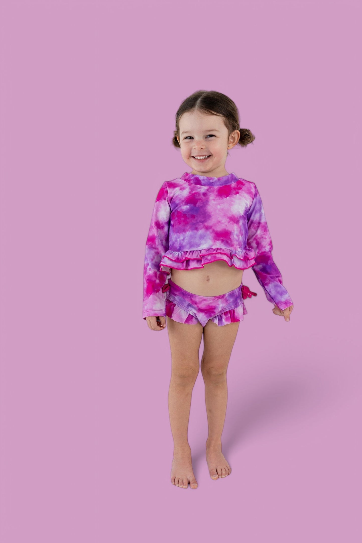CANDY CLOUDS DREAM 2-PIECE RASH GUARD RUFFLE SWIM SUIT
