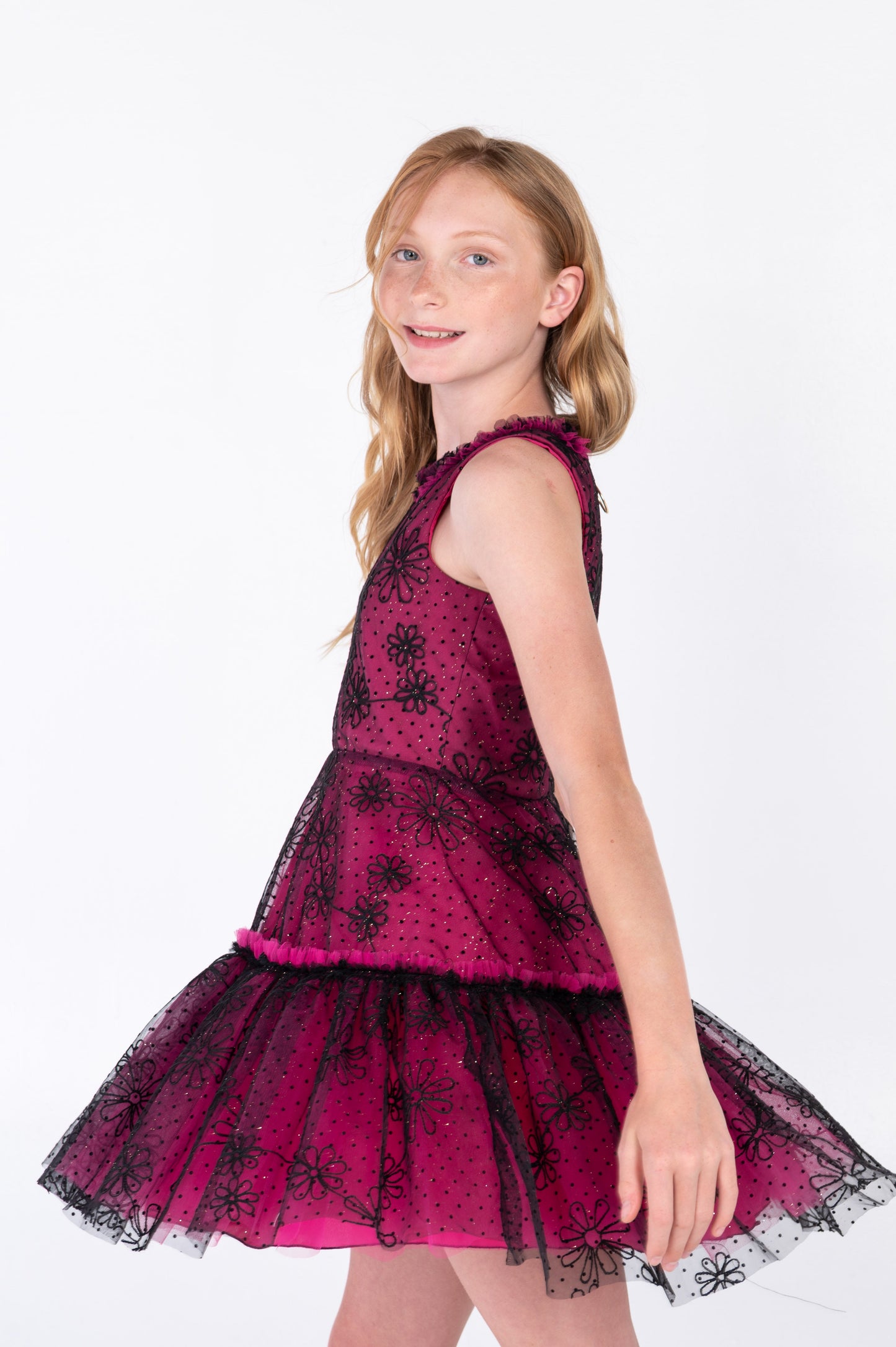 EMIKY HOT PINK EMBELLISHED DRESS