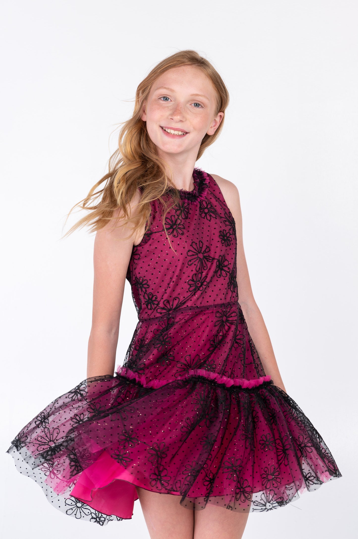 EMIKY HOT PINK EMBELLISHED DRESS