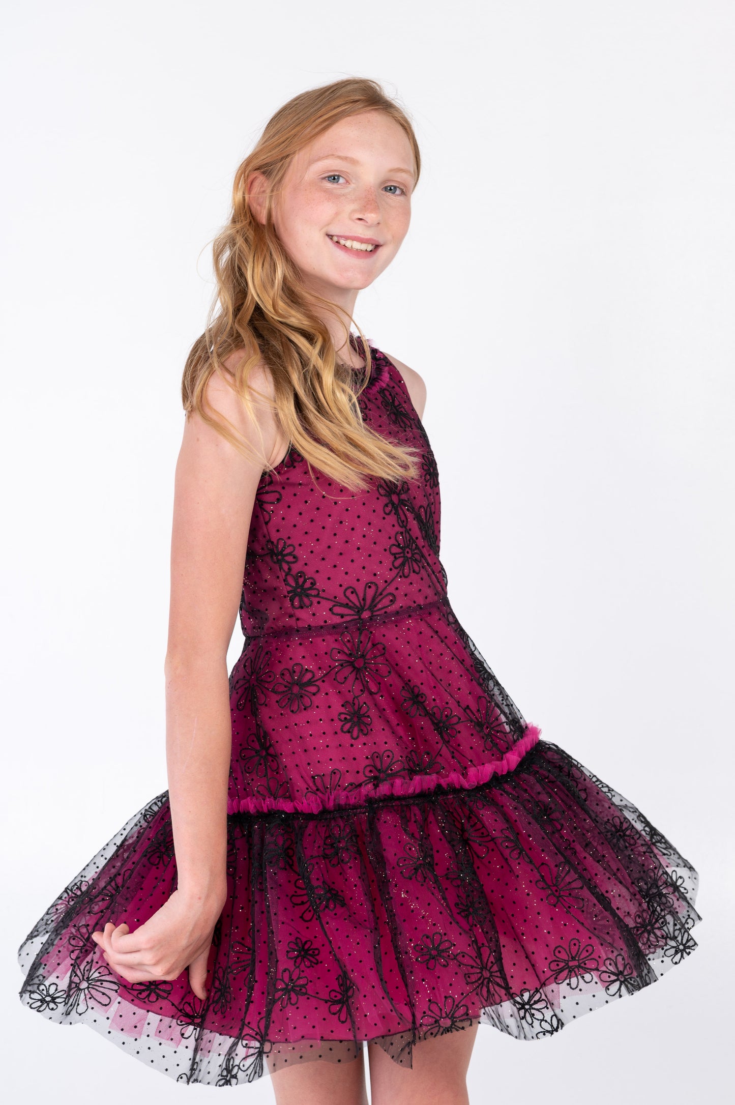 EMIKY HOT PINK EMBELLISHED DRESS