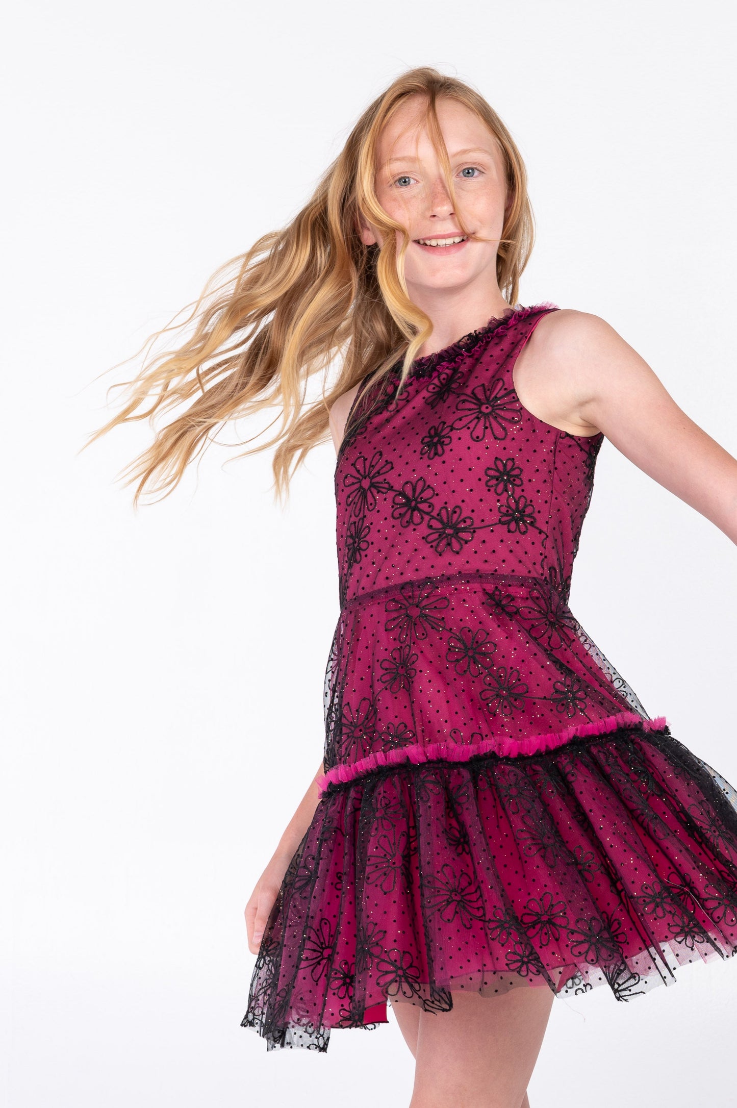 EMIKY HOT PINK EMBELLISHED DRESS
