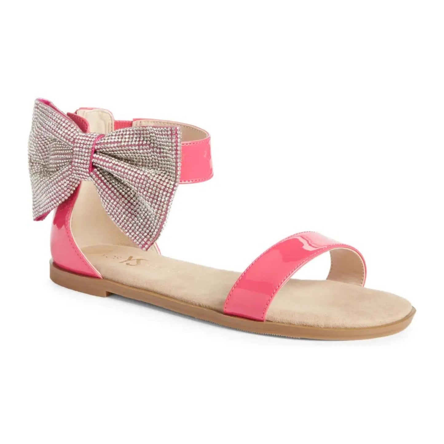 Crystal Bow Sandal in Hot Pink Patent
