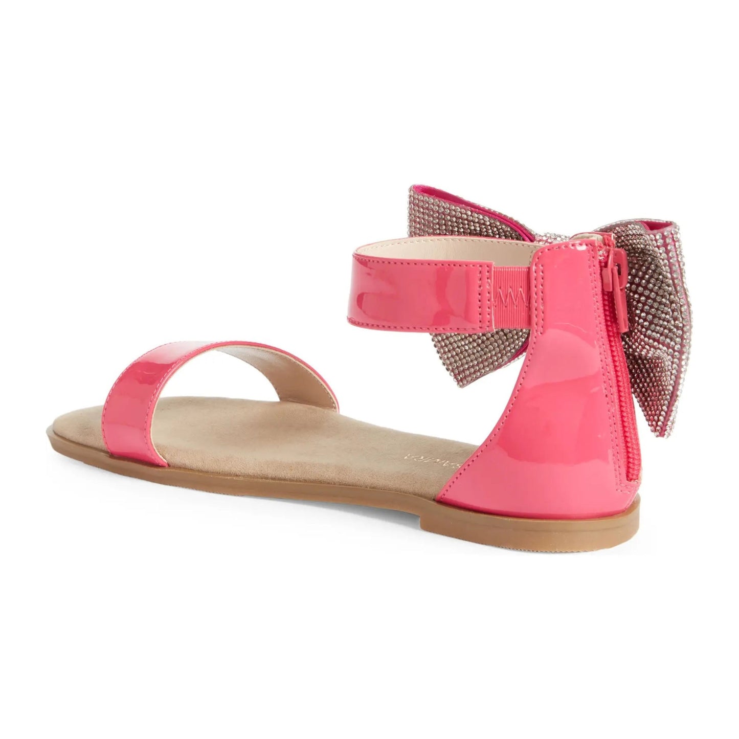 Crystal Bow Sandal in Hot Pink Patent