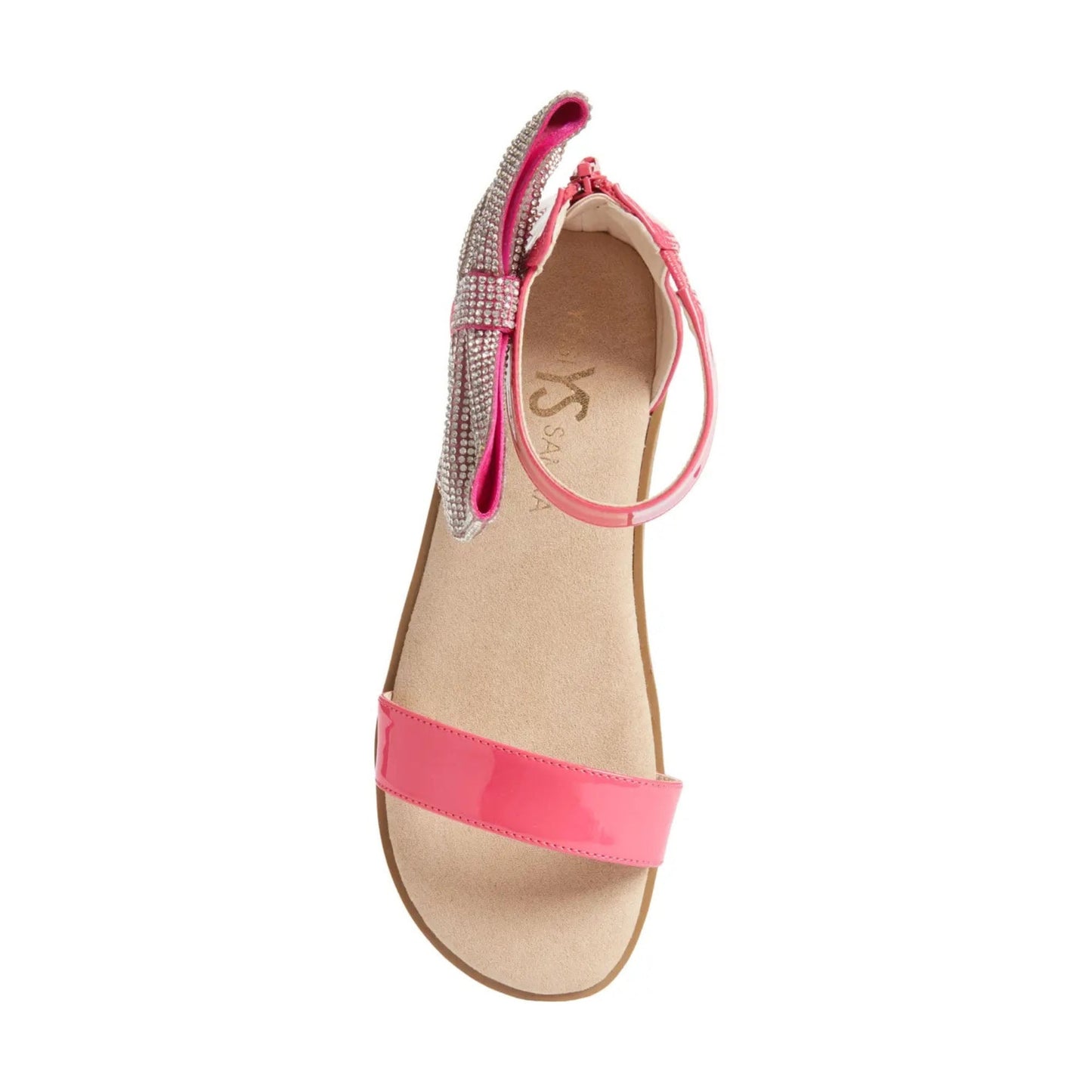 Crystal Bow Sandal in Hot Pink Patent