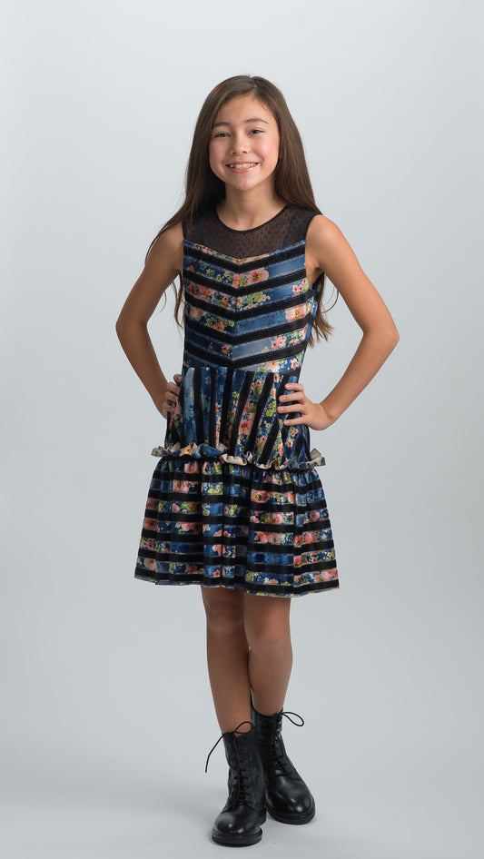 PAIGE STRIPPED FLORAL DRESS