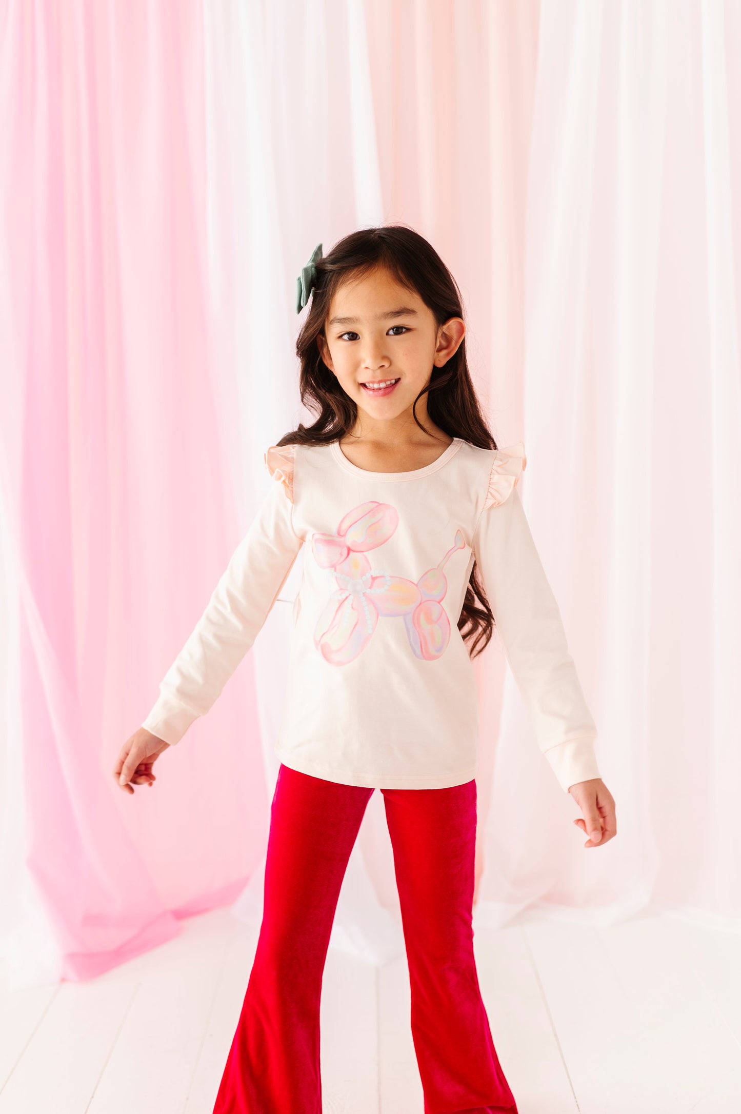 BALLOON DOG PINK RUFFLE TOP