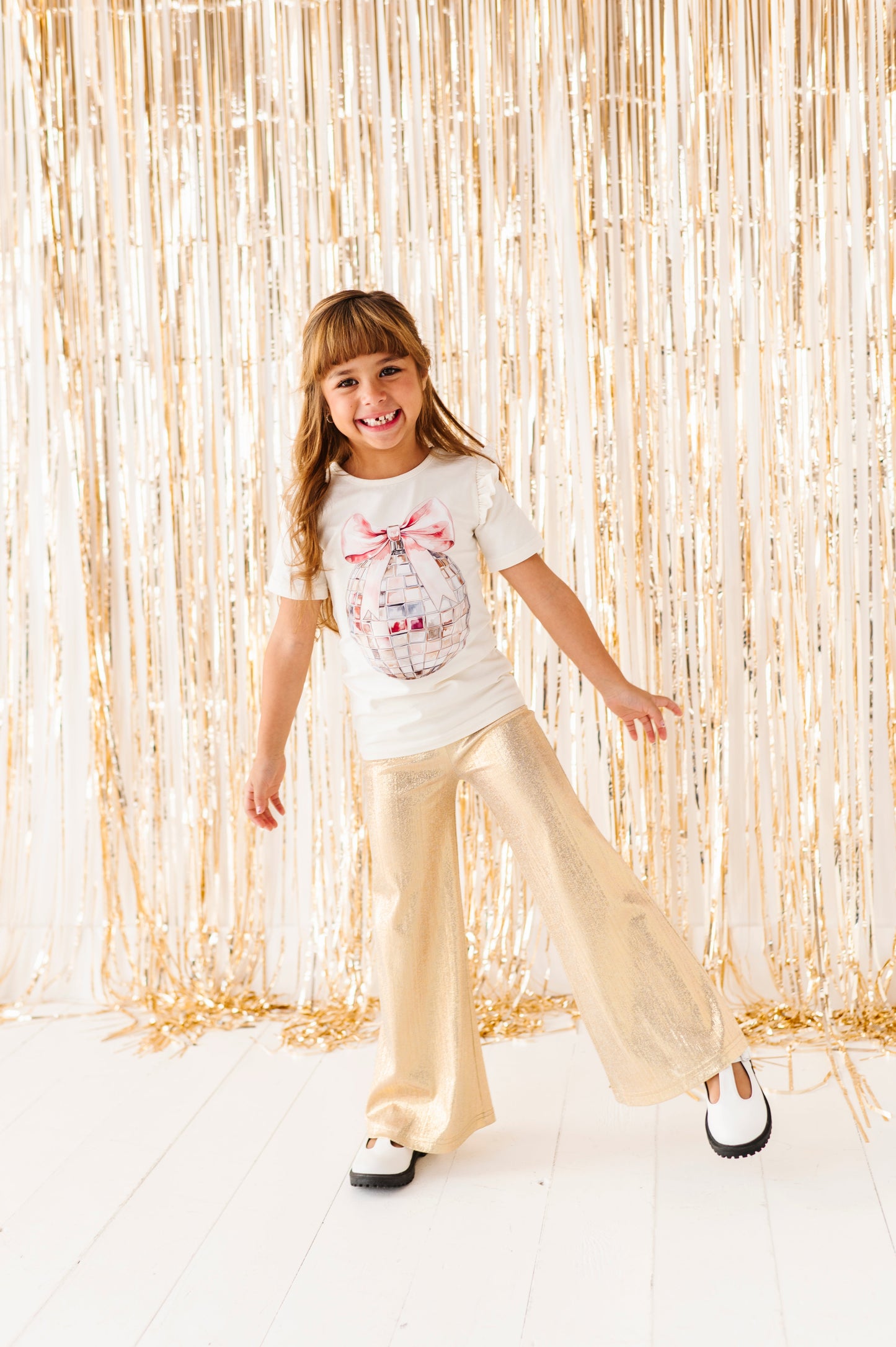 DISCO BALL BOW RUFFLE TEE