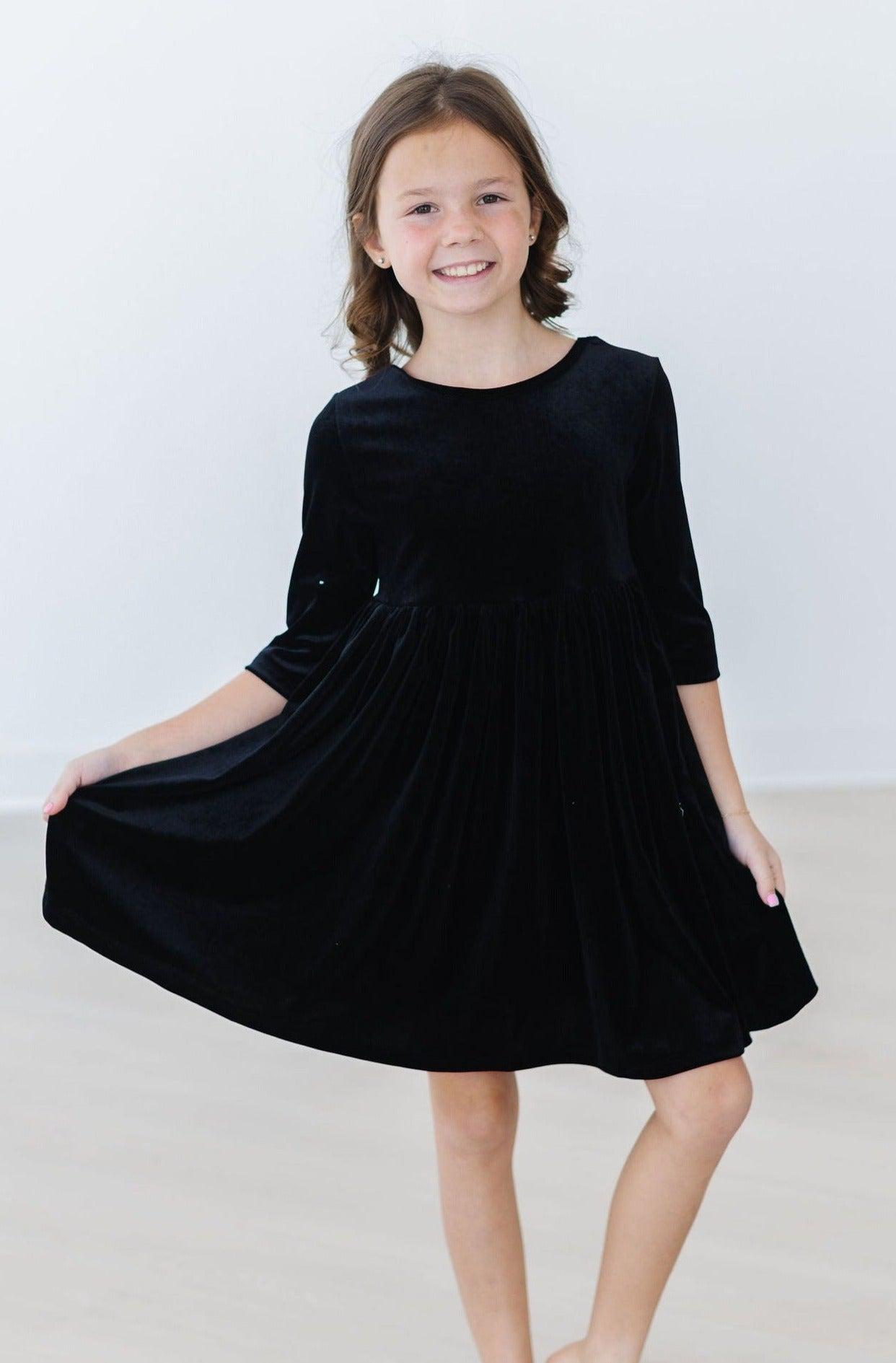 BLACK VELVET TWIRL DRESS