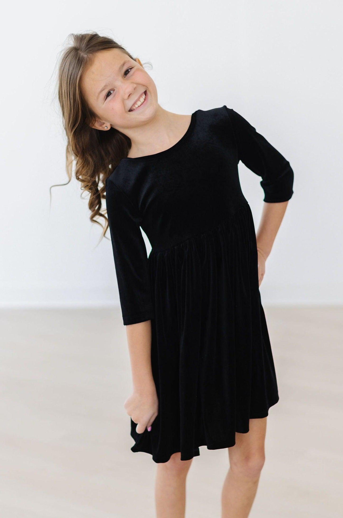 BLACK VELVET TWIRL DRESS