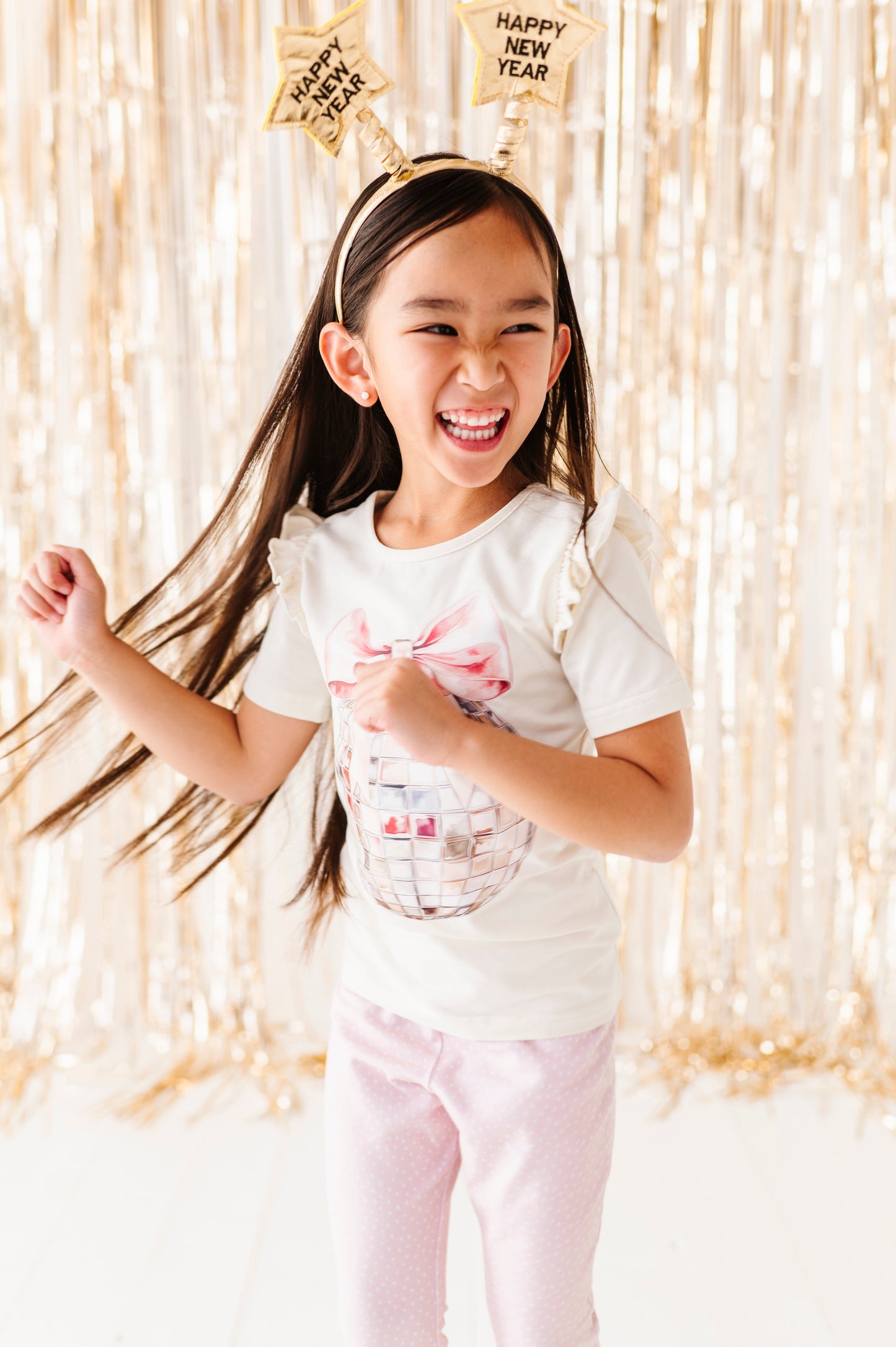 DISCO BALL BOW RUFFLE TEE