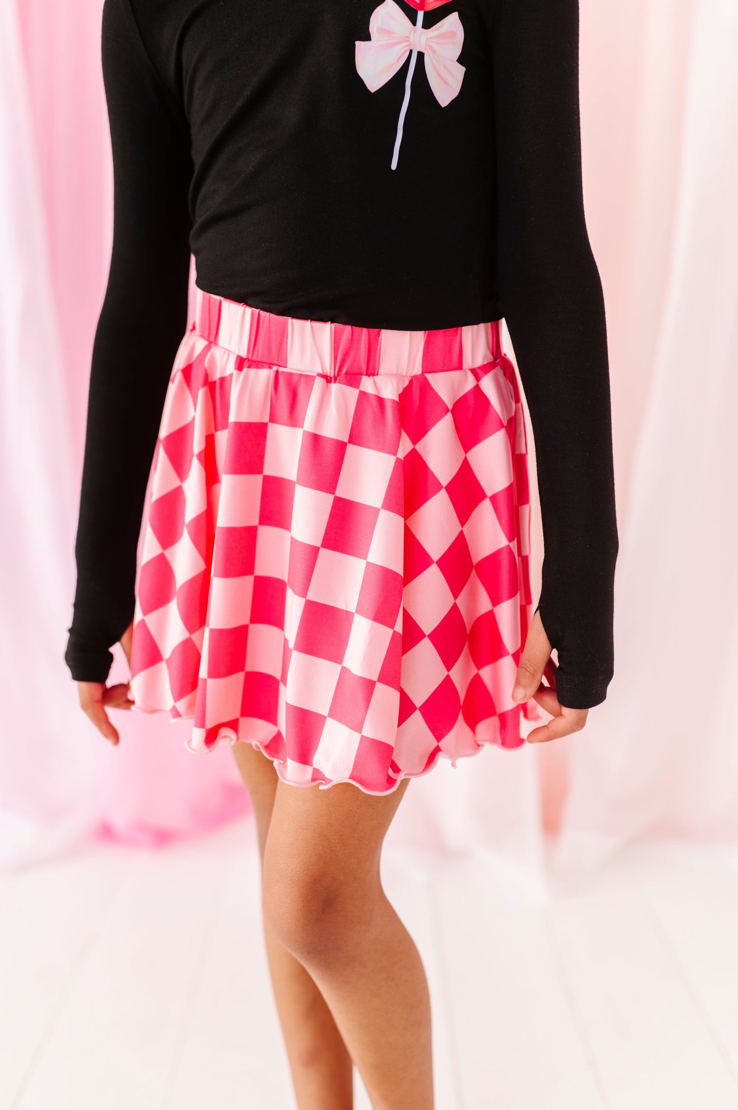 PINK CHECK SKORT