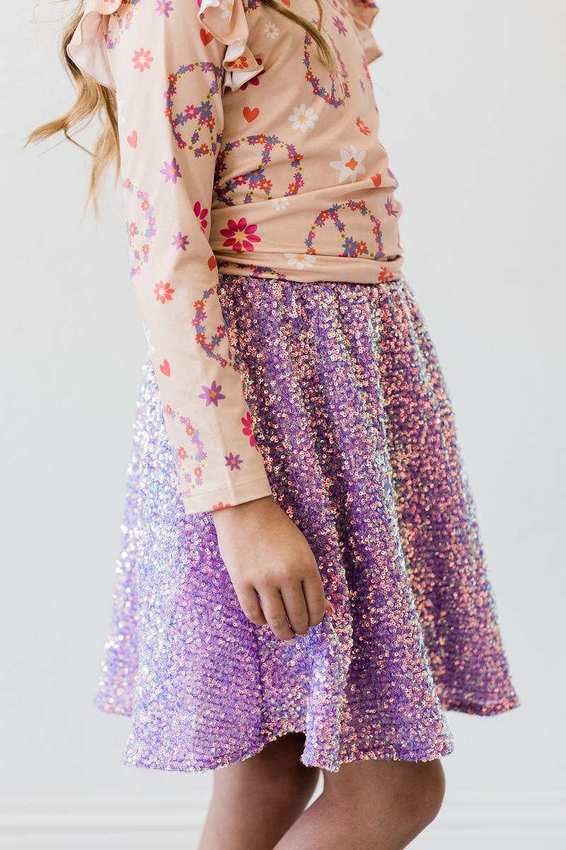 PURPLE SEQUIN TWIRL SKIRT