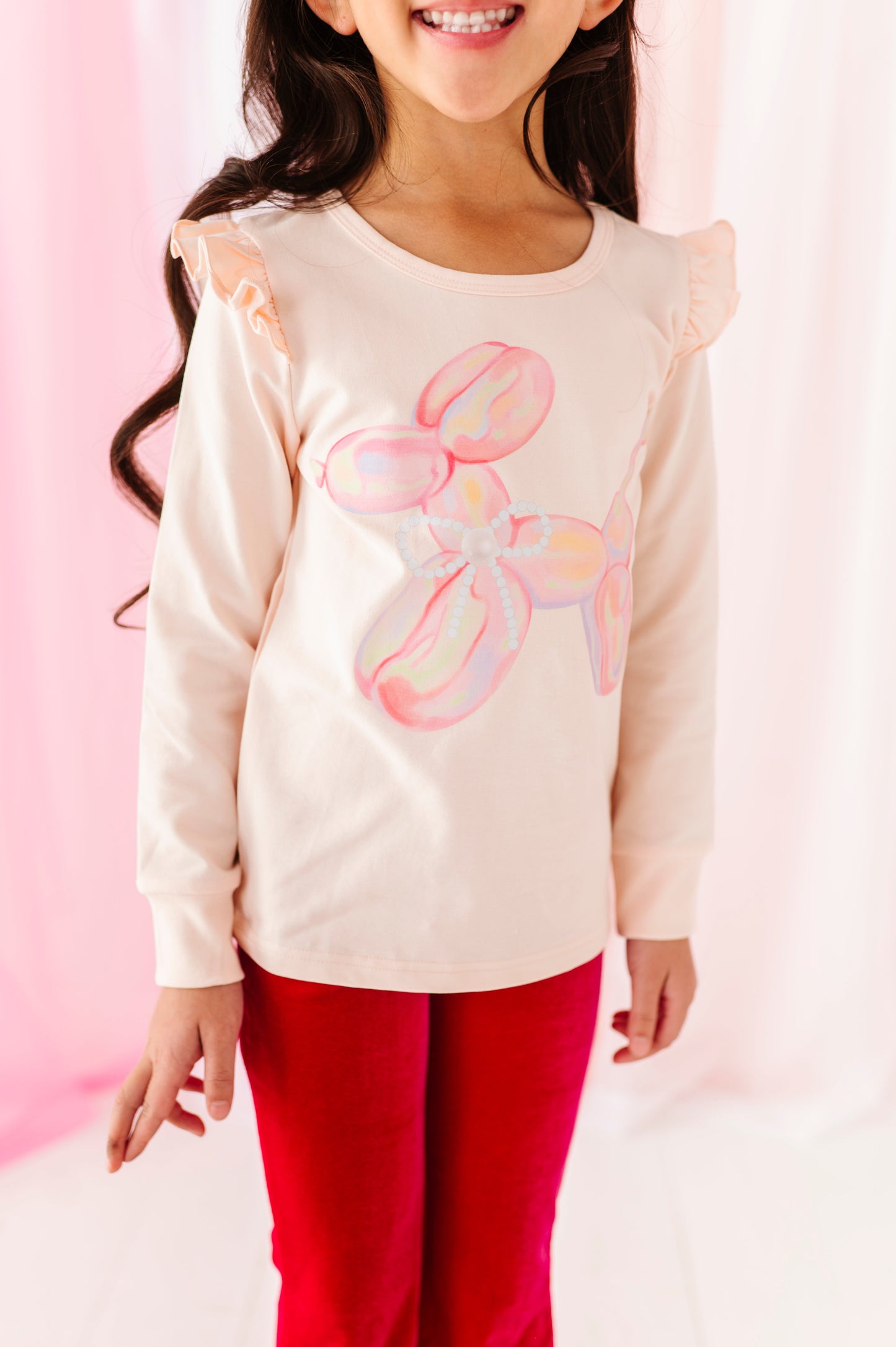 BALLOON DOG PINK RUFFLE TOP