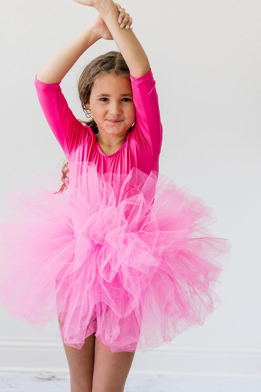 HOT PINK 3/4 TUTU LEOTARD