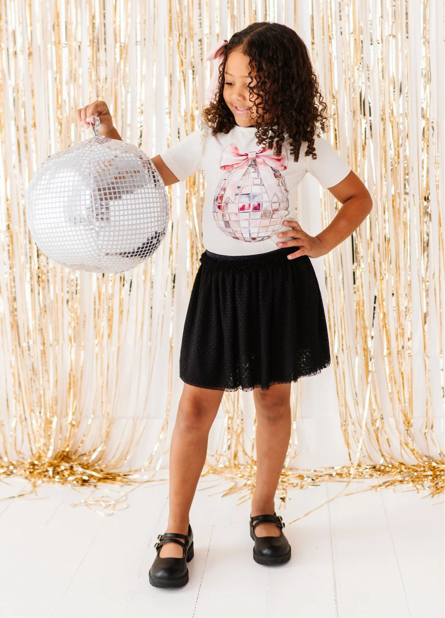 DISCO BALL BOW RUFFLE TEE