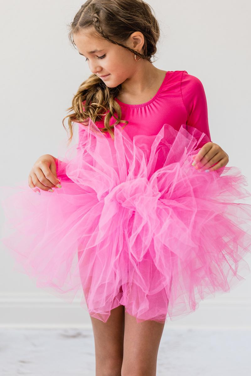 HOT PINK 3/4 TUTU LEOTARD