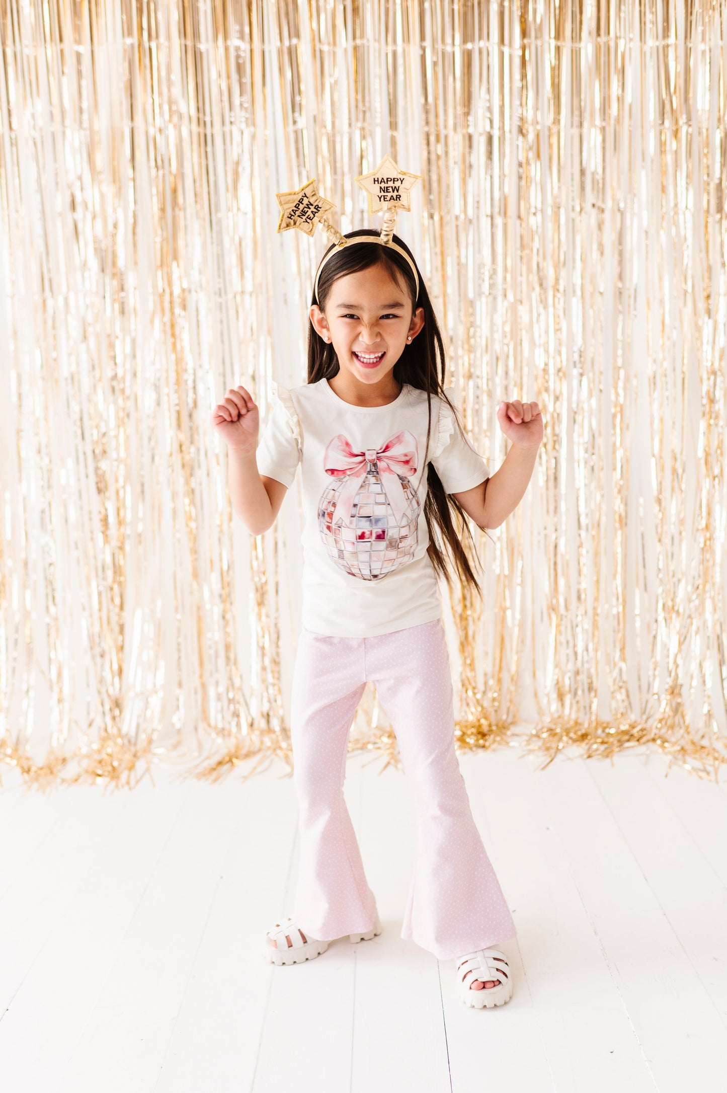 DISCO BALL BOW RUFFLE TEE