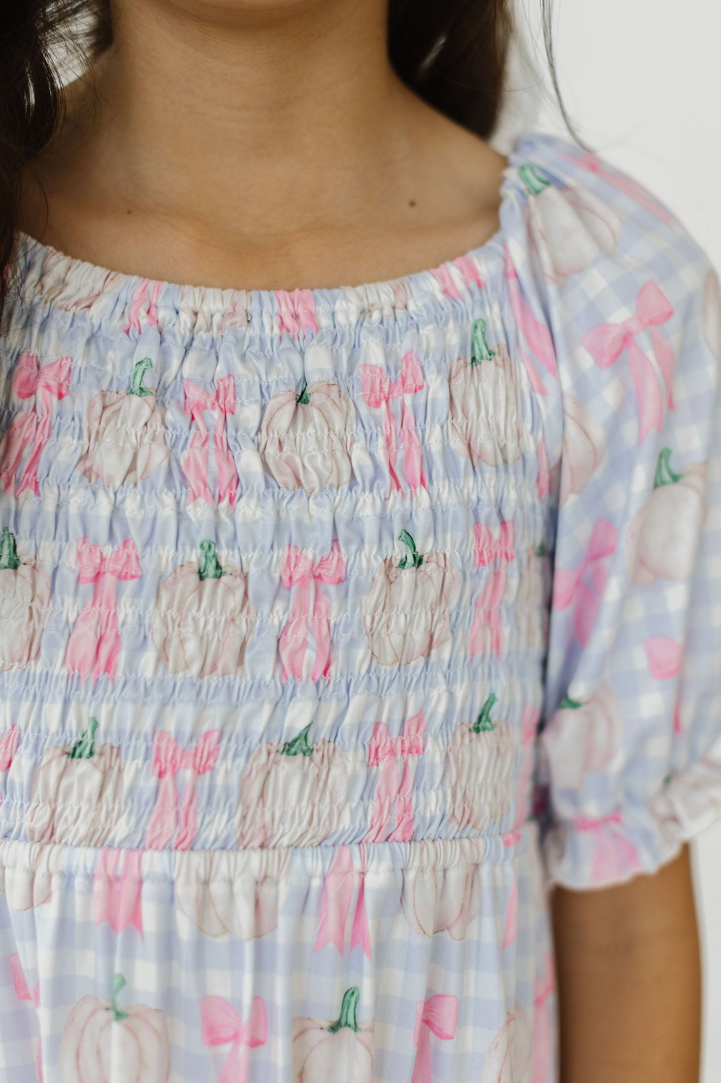 PUMPKIN PICNIC SMOCKED RUFFLE DRESS