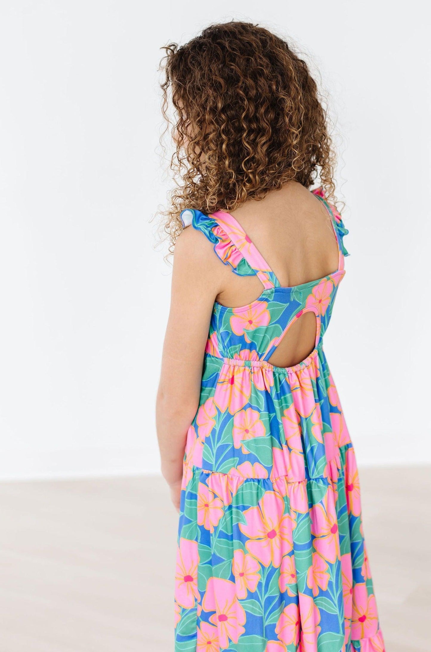 LUAU FLORAL RUFFLE MAXI DRESS