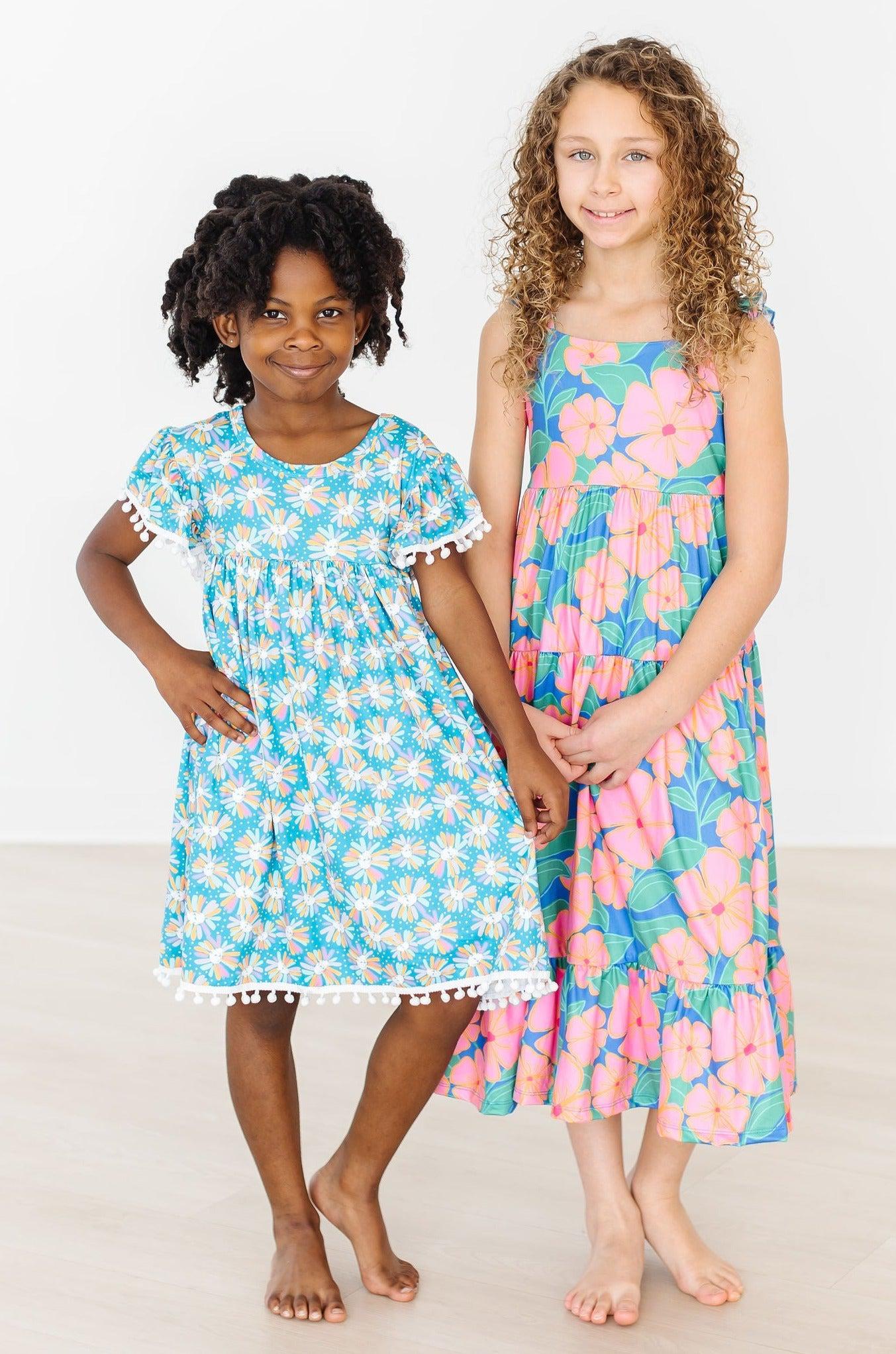 LUAU FLORAL RUFFLE MAXI DRESS