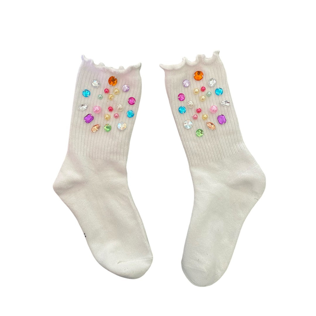 MULTI-COLORED GEM HIGH SOCKS