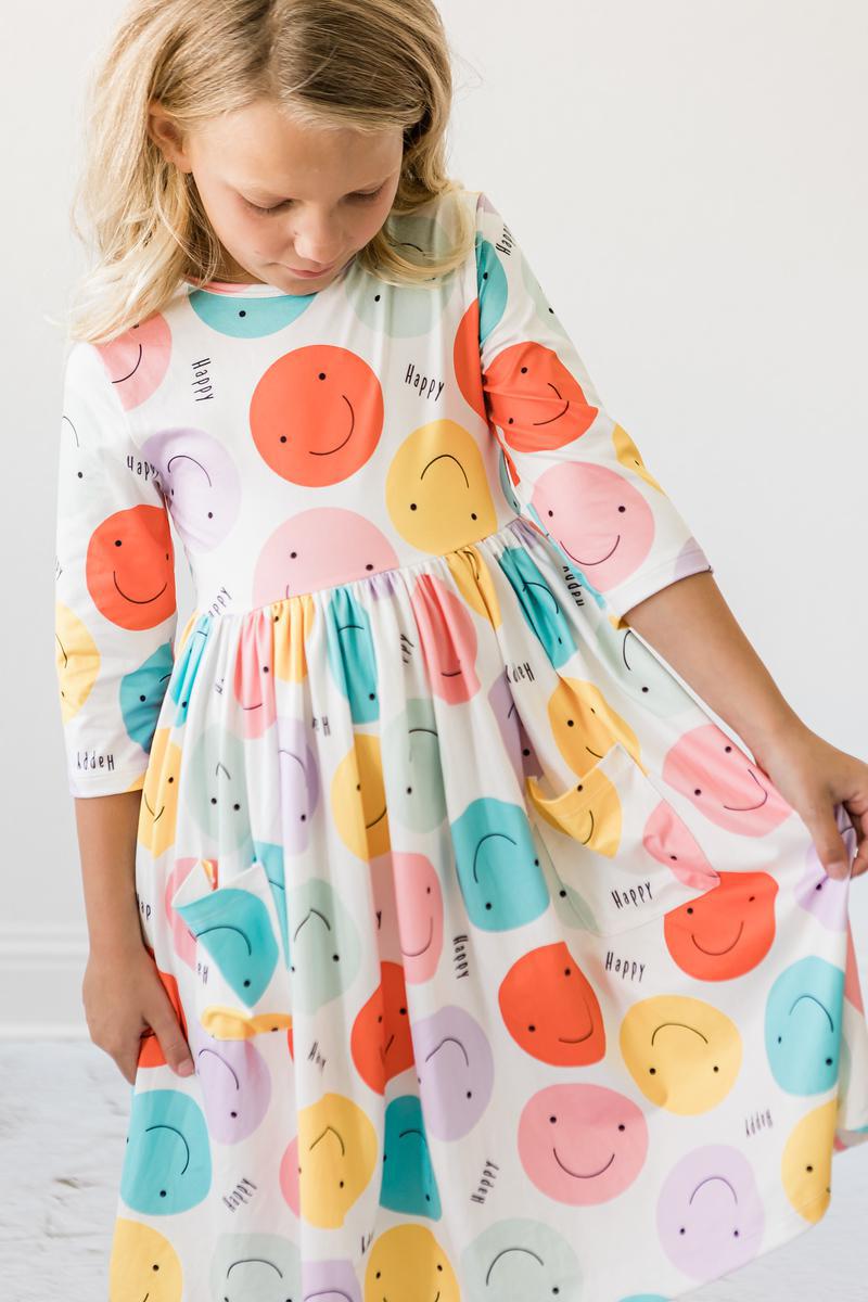 HAPPY DAYS 3/4 POCKET TWIRL DRESS