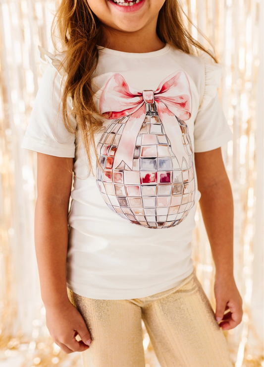 DISCO BALL BOW RUFFLE TEE