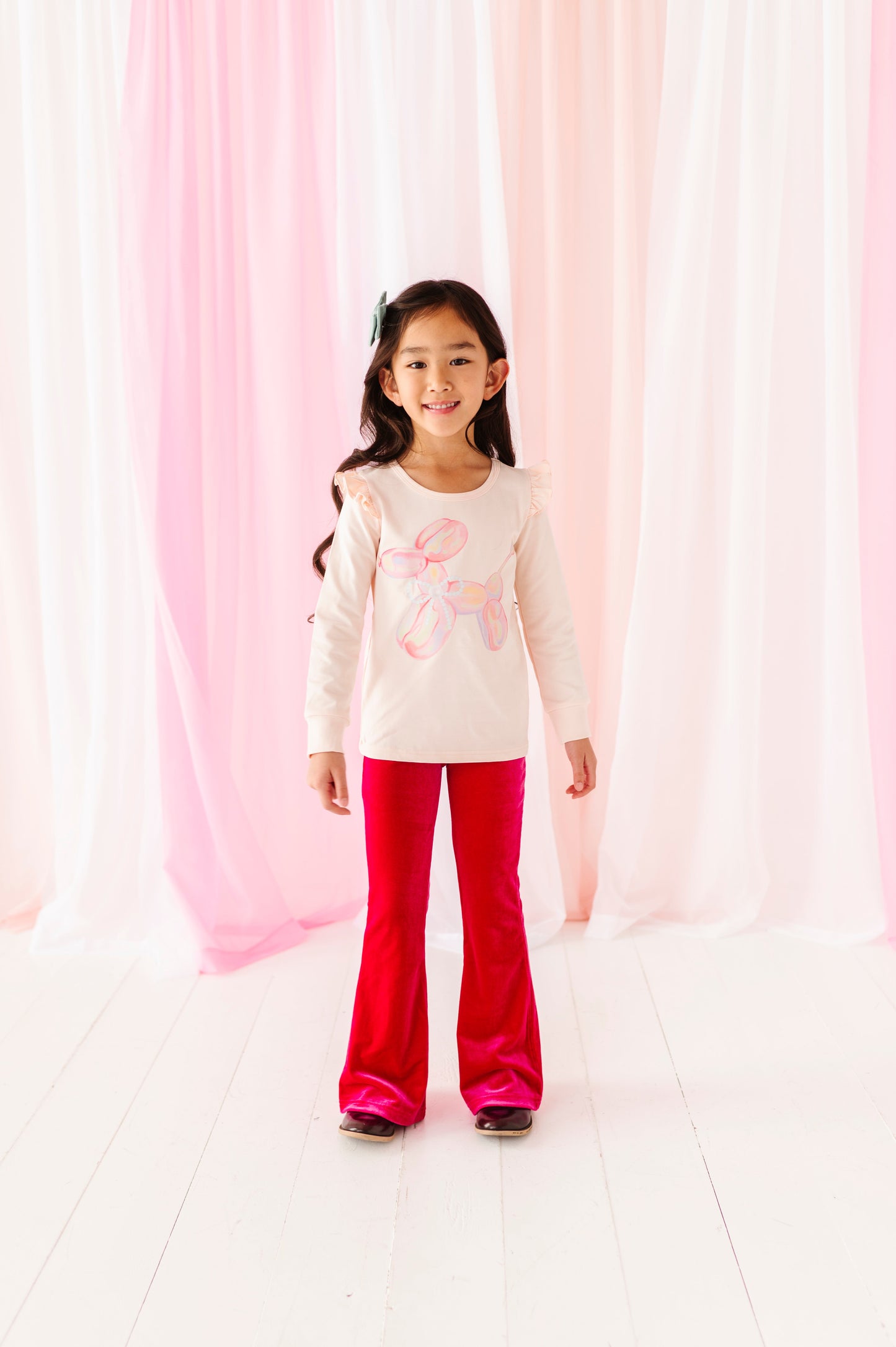 BALLOON DOG PINK RUFFLE TOP