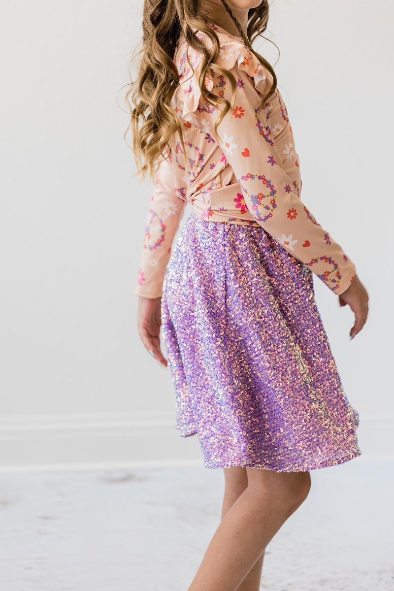 PURPLE SEQUIN TWIRL SKIRT