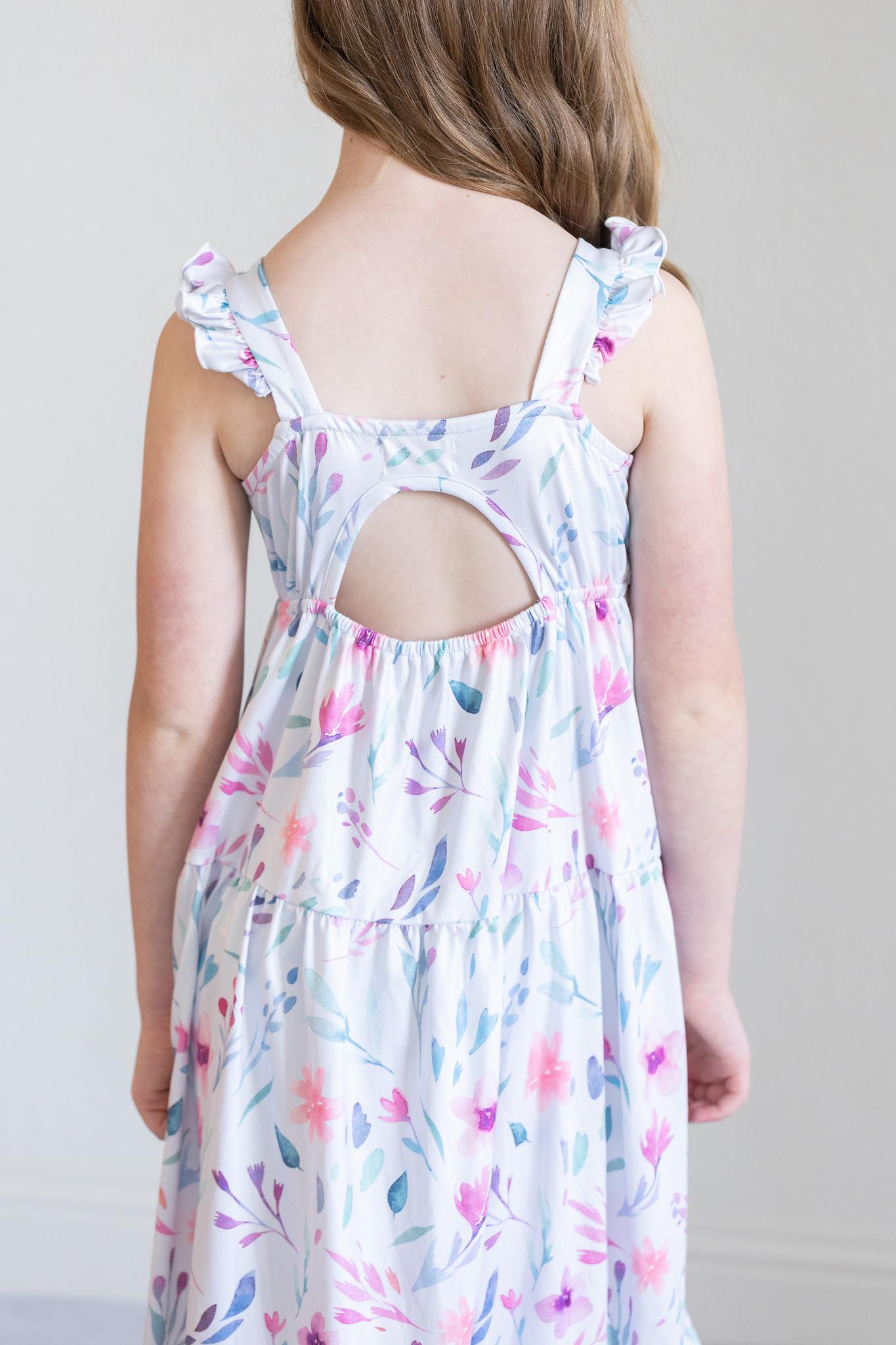 PASTEL WILDFLOWERS RUFFLE MAXI DRESS