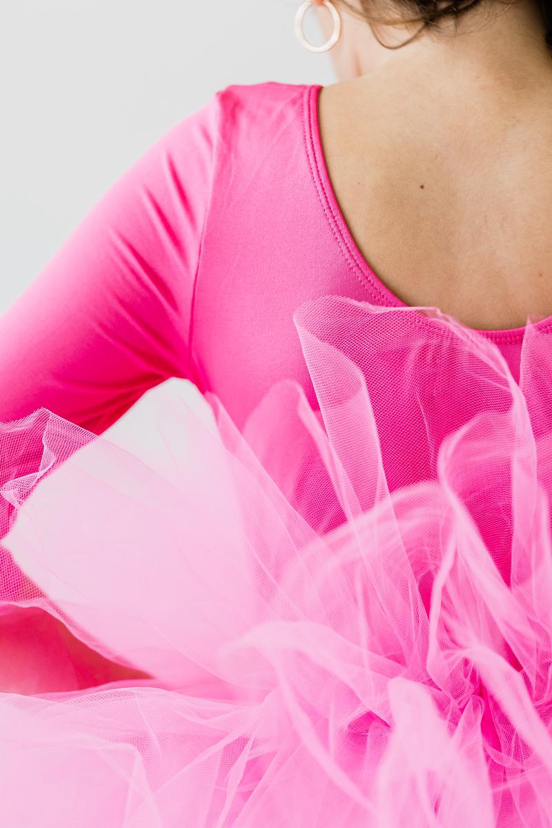 HOT PINK 3/4 TUTU LEOTARD