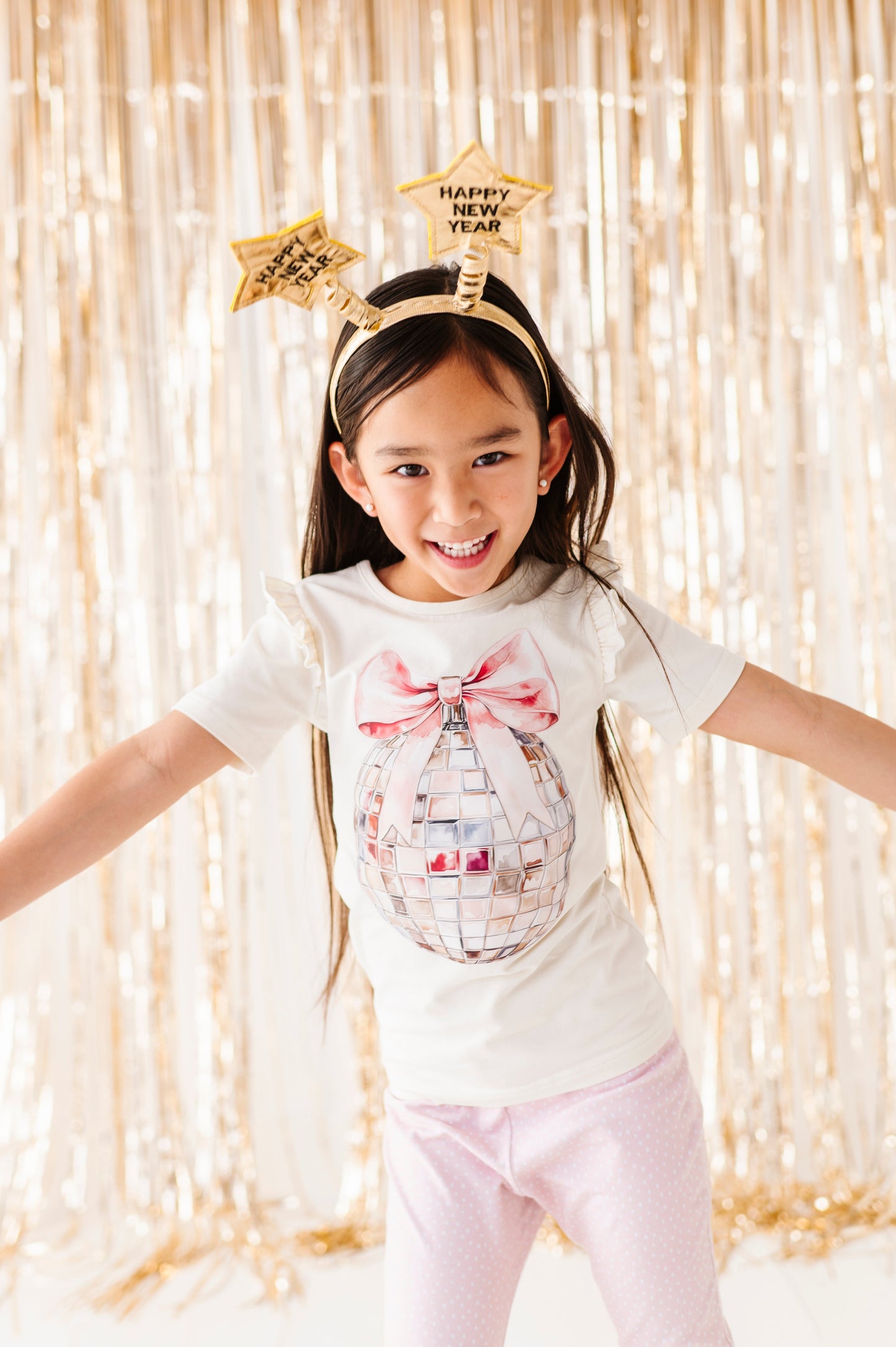 DISCO BALL BOW RUFFLE TEE