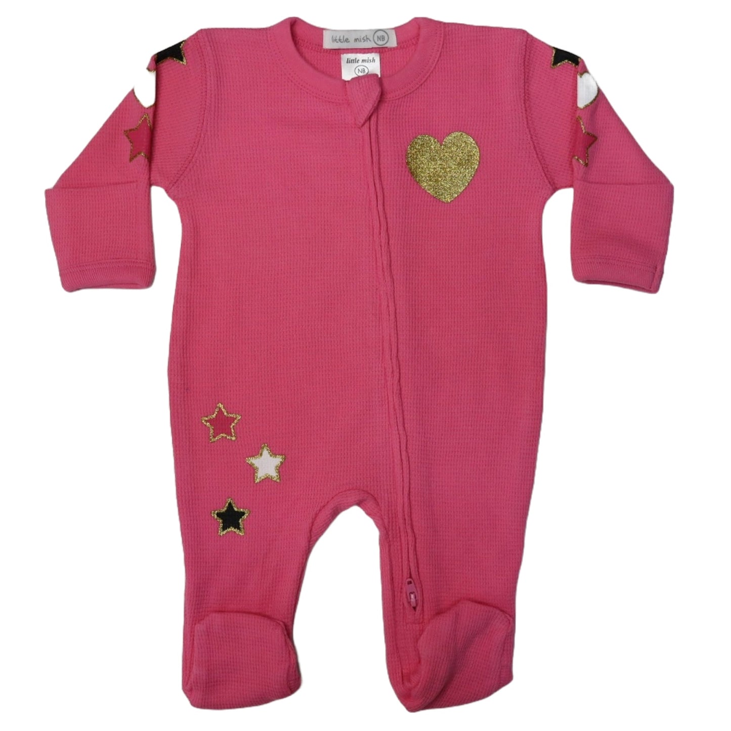 BABY THERMAL ZIPPER FOOTIE - GLITTER PATCHES