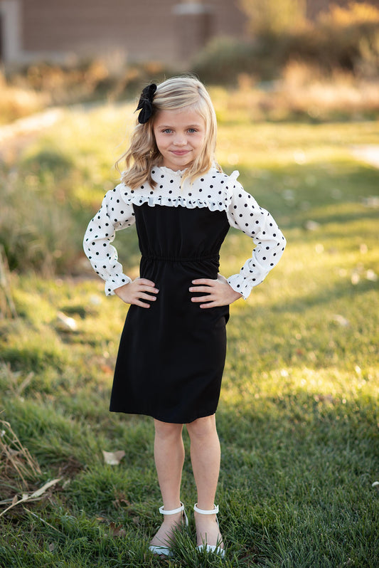 BLACK DOT YOLK DRESS