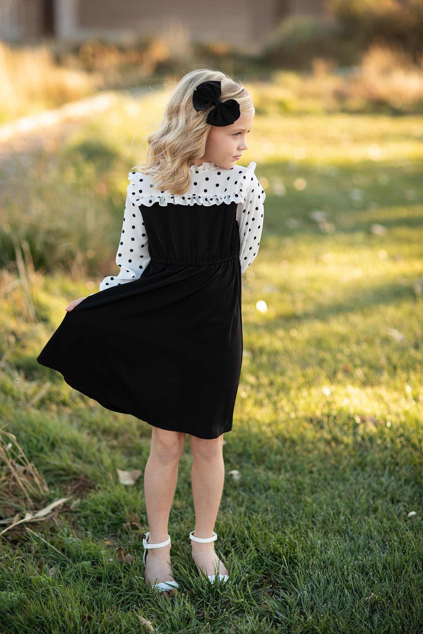 BLACK DOT YOLK DRESS