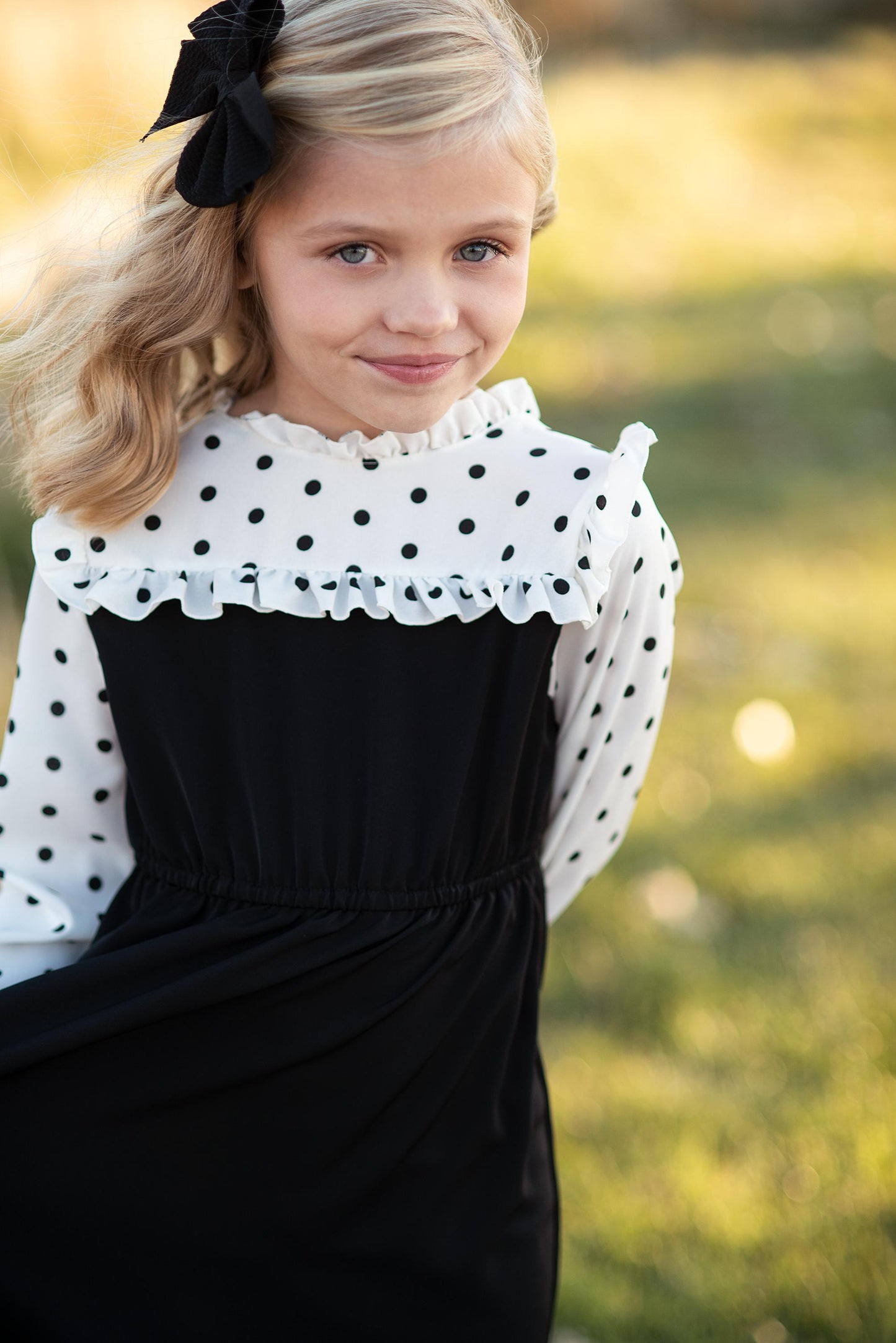 BLACK DOT YOLK DRESS