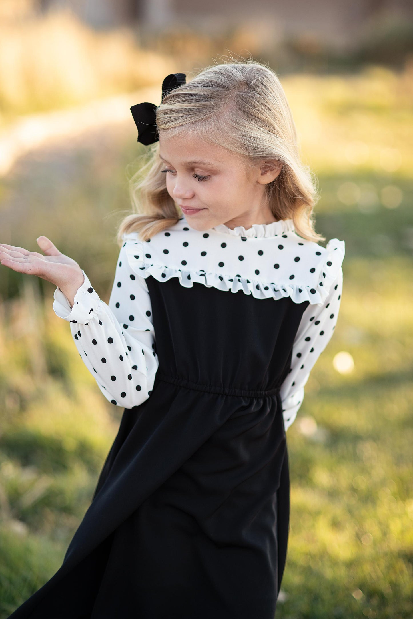 BLACK DOT YOLK DRESS