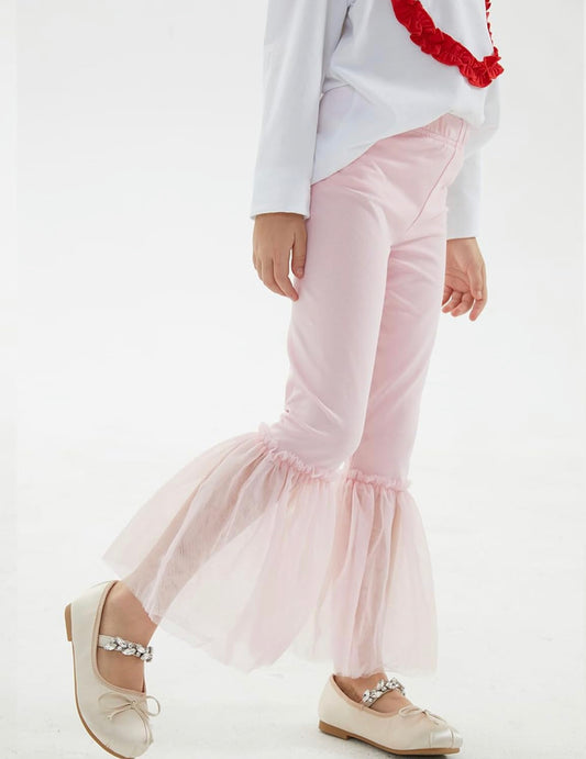 PINK TULLE FLARE PANTS