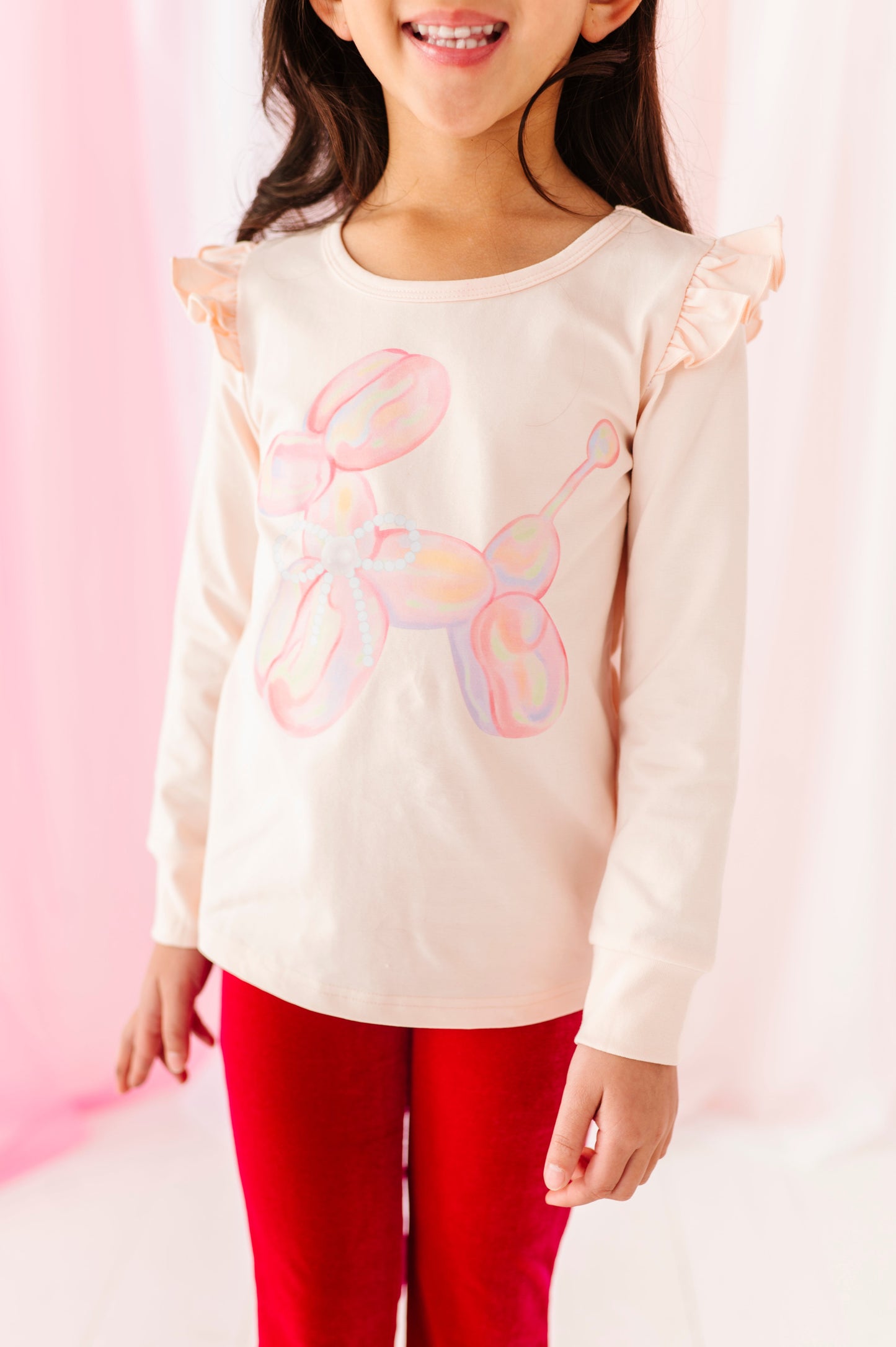 BALLOON DOG PINK RUFFLE TOP