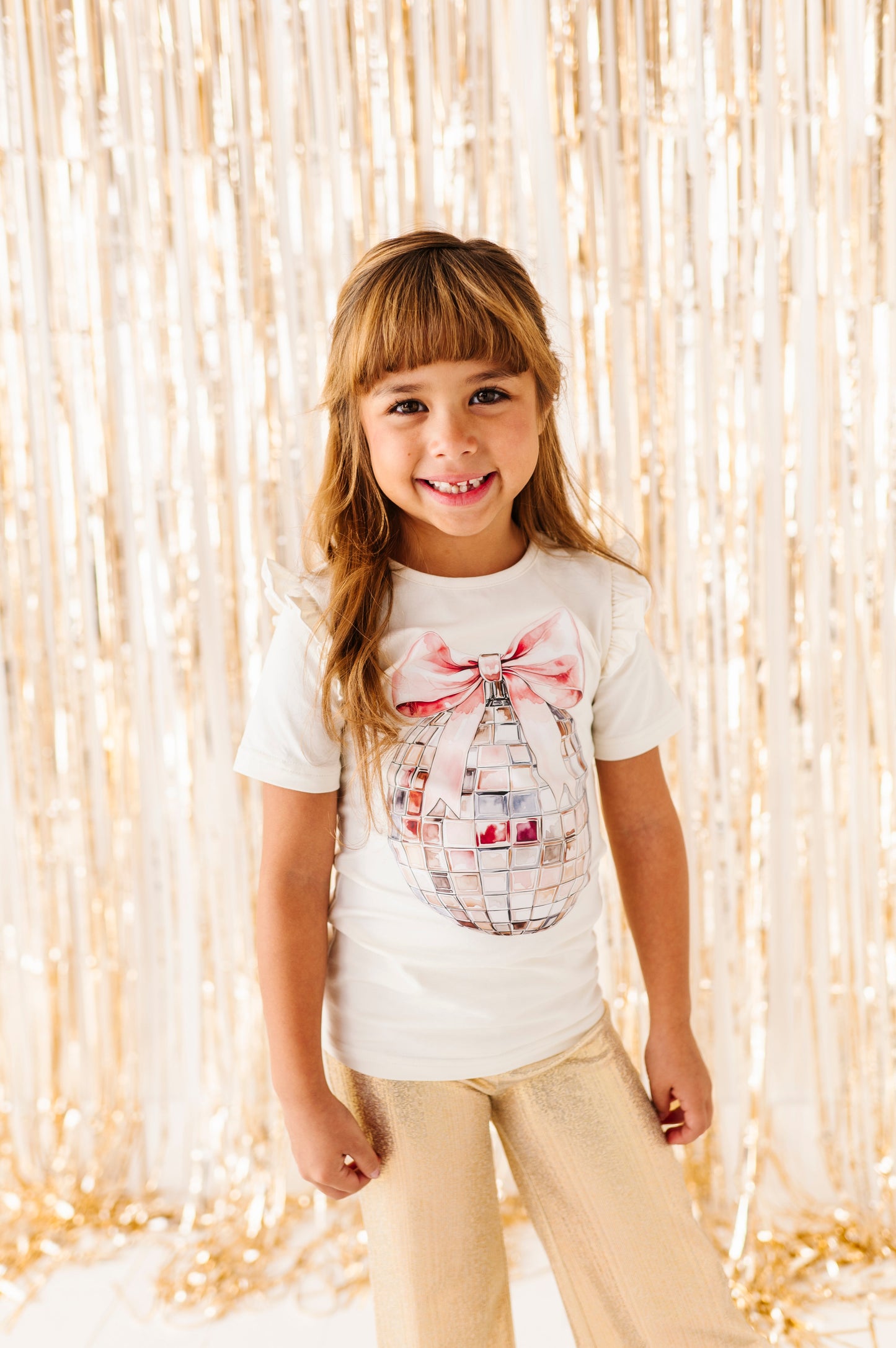 DISCO BALL BOW RUFFLE TEE