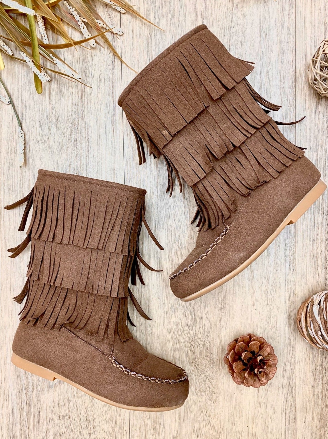 BROWN FRINGE BOOTS