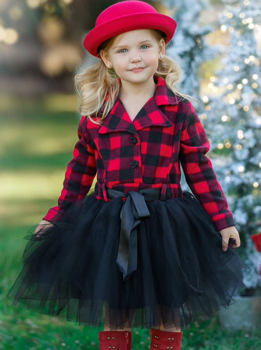 PRETTY PLAID BLAZER TUTU DRESS