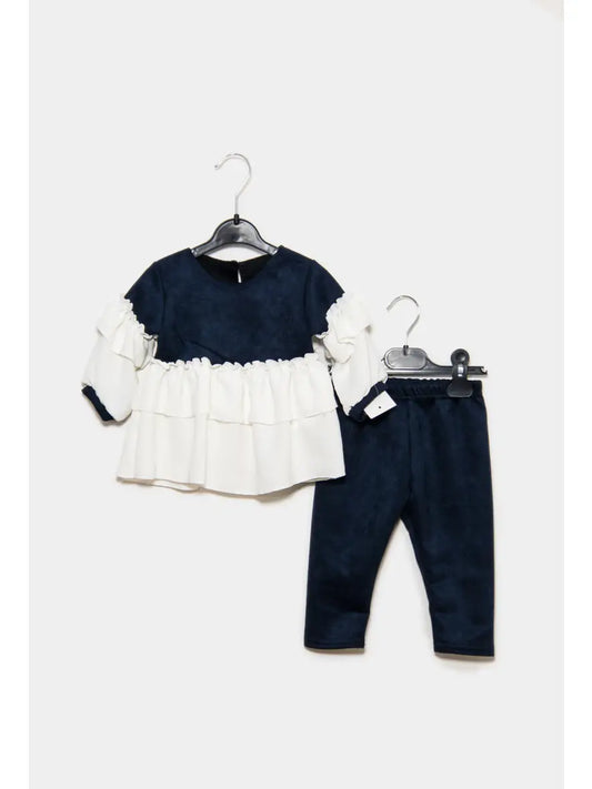 TWO PIECE NAVY AND RUFFLES SET