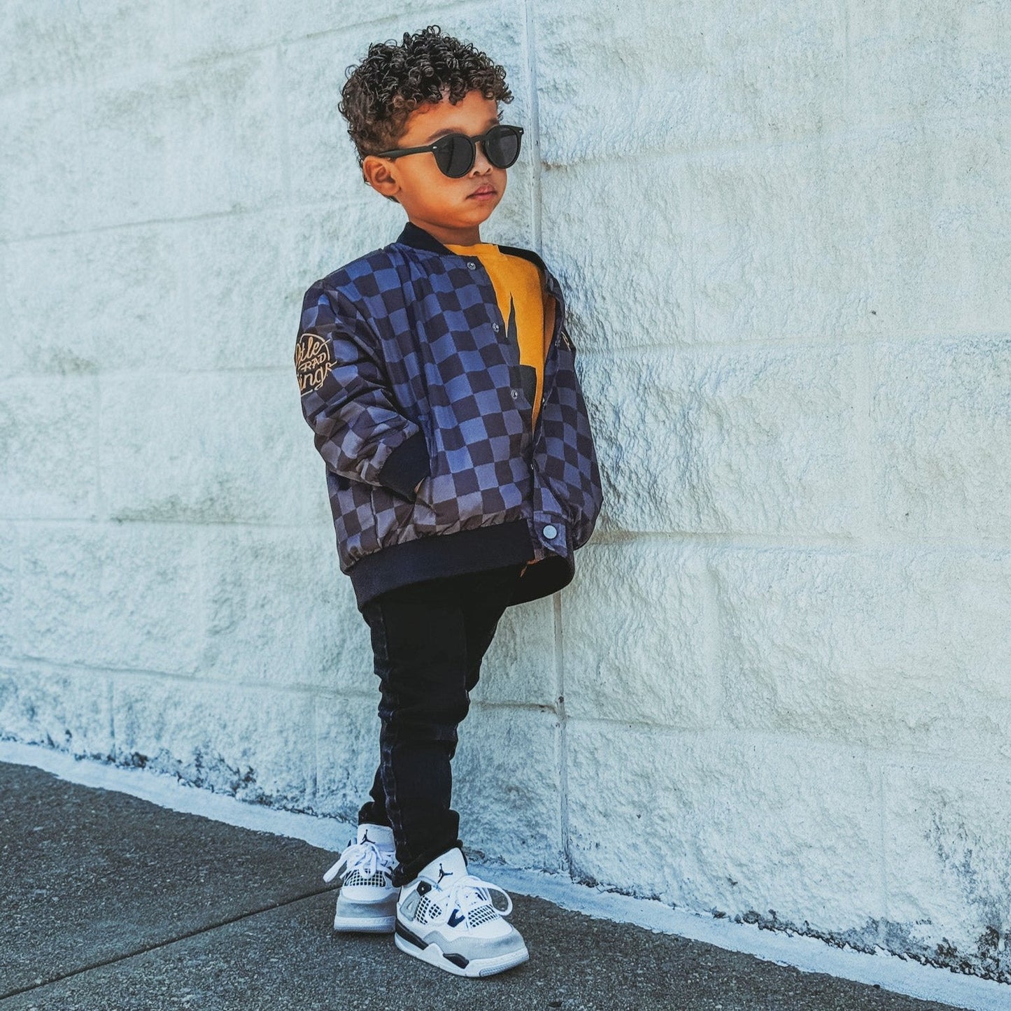 KIDS WATERPROOF LETTERMAN JACKET - CHECKERS