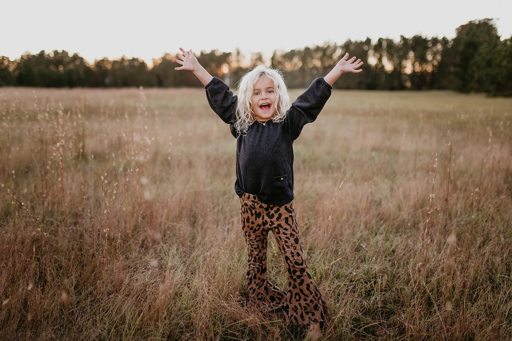 LEOPARD DENIM FLARE PANT