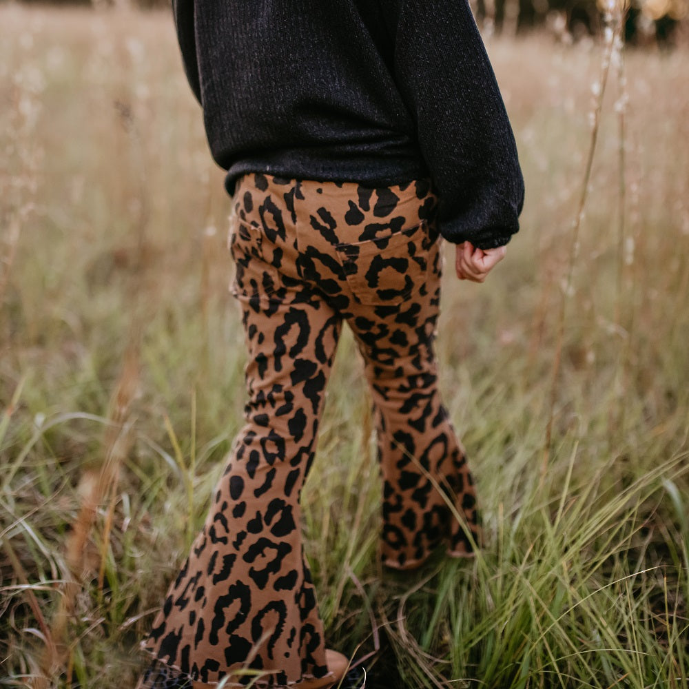 LEOPARD DENIM FLARE PANT