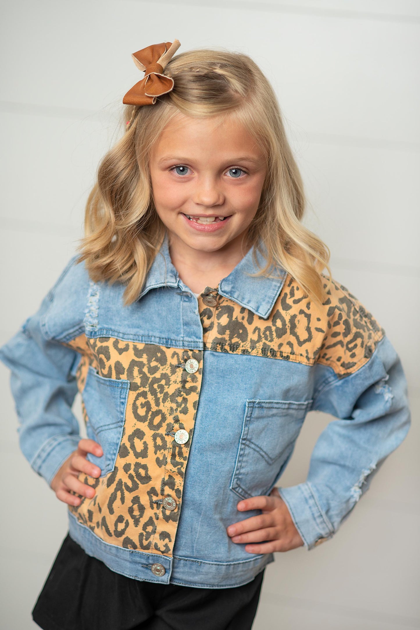 LEOPARD PATCH DENIM JACKET